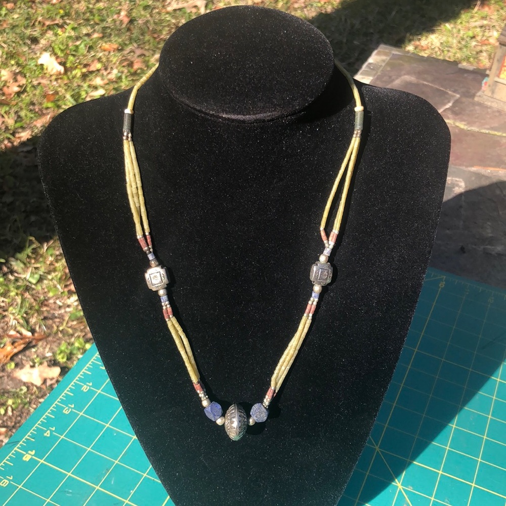 22” Three strand bead necklace Southwestern
